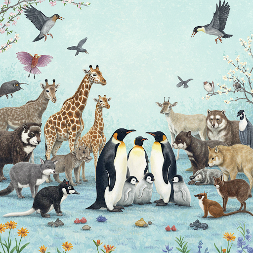 riunione di animali della terra