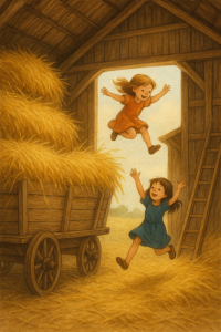 bambine nel fienile