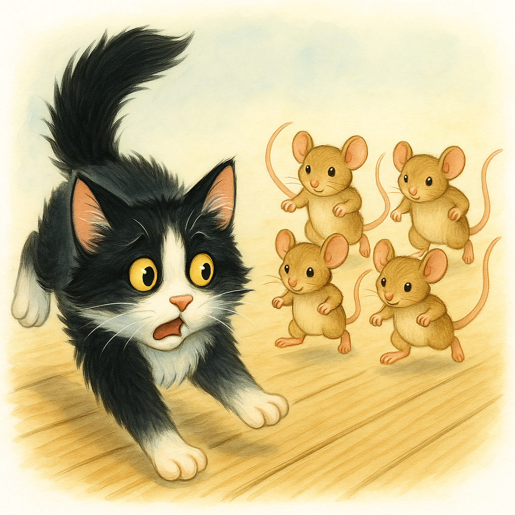 gatto furbacchione e i 4 topi