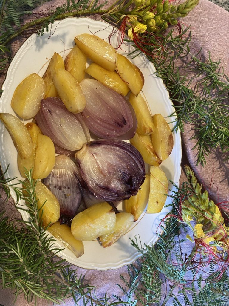 arrosto di patate e cipolle